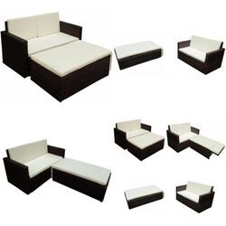 Vidaxl - 2-tlg. Garten-Lounge-Set mit Auflagen Poly Rattan Braun - Gartengarnitur - Gartengarnituren - Home & Living - Braun