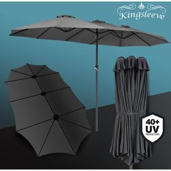 Kingsleeve - Doppelsonnenschirm 460x270 cm uv Schutz 80+ Groß xxl Schutzhülle Kurbel Oval Wasserabweisend Garten Terrasse Sonnenschirm Marktschirm