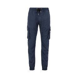 Jogginghose ALPHA INDUSTRIES "Alpha Industries Men - Jogger Cotton Twill Jogger" Gr. L, Normalgrößen, blau (ultra navy), Herren, Obermaterial: 98% Baumwolle, 2% Elastan, Futter: 100% Baumwolle, Hosen