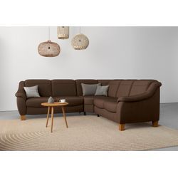 Ecksofa HOME AFFAIRE "Caldera L-Form", braun (dunkelbraun), B:270cm H:91cm T:250cm, 100% Polyester, Sofas, Federkern, wahlweise mit Kopfteilverstellung, Bettfunktion, Bettkasten