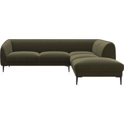 Ecksofa FLEXLUX "Belle Designsofa, L-Form, B/T 268/209 cm", grün (moss grün), B:268cm H:74cm T:209cm, 100% Polyester, Sofas, Skandinavisches Design, In hochwertiger Verarbeitung