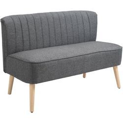 2-Sitzer Stoffsofa Polstersofa Doppelsofa Sitzmöbel Loungesofa Holz Schaumstoff Dunkelgrau 117 x 56,5 x 77 cm - Homcom