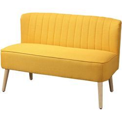 2-Sitzer Stoffsofa Polstersofa Doppelsofa Sitzmöbel Loungesofa Holz Schaumstoff Gelb 117 x 56,5 x 77 cm - Homcom