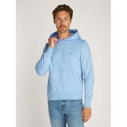 Hoodie TOMMY HILFIGER "FLAG LOGO HOODY" Gr. S, blau (vessel blue) Herren Sweatshirts mit Kängurutasche vorne