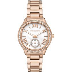 Quarzuhr MICHAEL KORS "SAGE", rosa (roségoldfarben), Armbanduhren, Damen, Armbanduhr, Damenuhr, Perlmutt-Zifferblatt, Edelstahlarmband