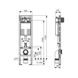 Tece profil WC-Modul mit Compact 320-Spülkasten, Bauhöhe 1120mm 9300600