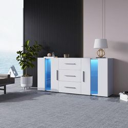 Sideboard Kommode Anrichte Standschrank Lagerung Schrank Schrank Einheit TV-Schrank,Lowboard, mit 16 Farben LED-Leuchten für Esszimmer