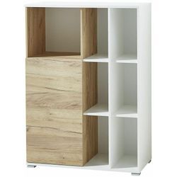 Lomadox - Büro Aktenschrank GENT-01 in Navarra Eiche Nb. und weiß BxHxT ca. 85x120x40cm - braun