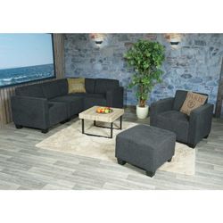 Modular Sofa-System Couch-Garnitur Moncalieri 4-1-1, Stoff/Textil ~ anthrazit-grau