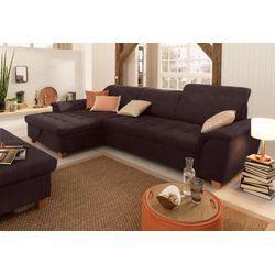 Ecksofa HOME AFFAIRE "Lyla L-Form", braun, B:279cm H:81cm T:162cm, Sofas, mit Recamiere, wahlweise mit Rückenfunktion und zusätzlich mit Bett