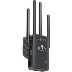 Drahtloser WLAN-Repeater, 4 Antennen, 2,4 g wlan, 300 m Fernsignalverstärker, Schwarz