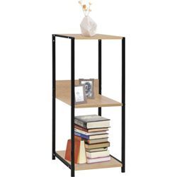 Kleines Bücherregal, Standregal, Aufbewahrungsregal, Bücherschrank Schwarz Eichefarben 33,5x39,6x79,7cm OQN60151 MaisonChic