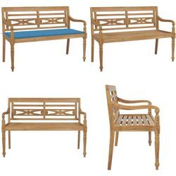 Vidaxl - Batavia-Gartenbank mit Blauem Kissen 120 cm Teak Massivholz - Bank - Bänke - Home & Living - Blau