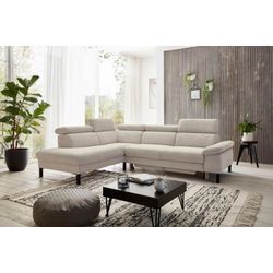 Ecksofa HOME AFFAIRE "Arnayon mit Querschläfer-Bettfunktion, Schlafsofa, großer Bettkasten", beige (sand), B:272cm H:79cm T:217cm, 95% Polyester, 5% Nylon, Sofas, manuelle Kopfteilverstellung, Tonnentaschen-Federkern, Feincord L-Form