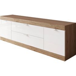 Lowboard INOSIGN "Slim, TV-Bank", braun (eiche cadiz nb, weiß hochglanz lack), B:181cm H:60cm T:42cm, FSC-zertifizierter Holzwerkstoff, Sideboards, Breite 181 cm, weiß Hochglanz Lack