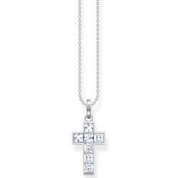 Kreuzkette THOMAS SABO "Kreuz, KE2166-051-14-L45V, KE2166-477-7-L45V, KE2166-643-11-L45V" Halsketten Gr. 45, Silber 925 (Sterlingsilber), bunt (silberfarben, weiß) Damen mit Glas-Keramik Stein, Korund (synth.), Zirkonia (synth.)