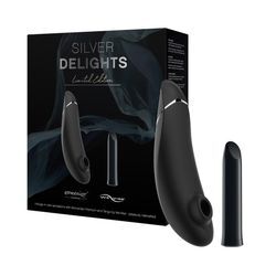 Toy-Set „Silver Delights Collection“ mit Pulsator Womanizer Premium und Minivibrator We-Vibe Tango