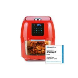 GOURMETmaxx Heißluftfritteuse XXL Fritteuse Airfryer, 1800,00 W, Umfangreiches Zubehör inkl. Drehspieß für Hähnchen, 8 Programme, 9L, rot