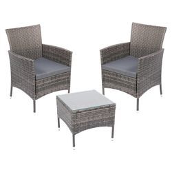 Albatros Balkonmöbel Set 3 teilig, Rattan Polyrattan, 2 Sessel mit Tisch, Lounge Set Balkon Gartenlounge Gartenmöbel Sitzgruppe mit Kissen und Glastisch, für Garten Terrasse Outdoor