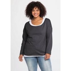 sheego by Joe Browns Langarmshirt Große Größen mit kontrastfarbenem Tanktop, grau