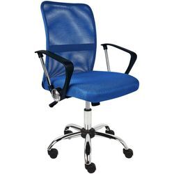 Bürostuhl Blau aus Stoff Höhenverstellbar Drehbar Wipp Funktion Modernes Design Schreibtischstuhl Drehstuhl für Home Office Büro