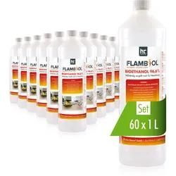 60 x 1 L FLAMBIOL® Bioethanol 96,6% Premium für Ethanol-Tischkamin in Flaschen