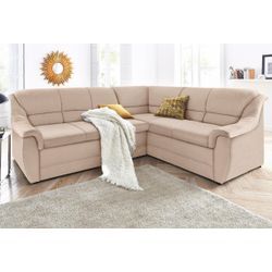 Ecksofa DOMO COLLECTION "Lale L-Form", beige (natur), B:251cm H:88cm T:193cm, Struktur grob (85% Polyester, 15% Polyacryl ), Struktur (100% Polyester), Microfaser PRIMABELLE (100% Polyester), Sofas, mit langem Schenkel, wahlweise mit Bettfunktion