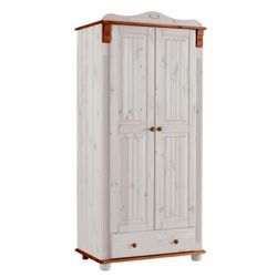 Kleiderschrank HOME AFFAIRE "Adele", weiß (weiß, kirschbaumfarben), B:92cm H:191cm T:53,5cm, Massivholz, Schränke, aus massiver Kiefer,Spiegel beim 4-und 5-trg.Schrank, Innenausstattung