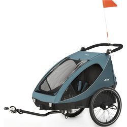 Fahrradkinder-Anhänger HAUCK "2in1 Bike Trailer und Buggy Dryk Duo, petrol", Baby, blau (petrol), Fahrradanhänger, für 2 Kinder; inklusive Deichsel