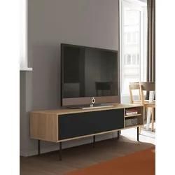 Lowboard TEMAHOME "AMPERE", schwarz (eichefarbig, schwarz), B:165cm H:40cm T:47,9cm, Melamin, Spanplatte, Sideboards, TV-Board mit Breite 165 cm