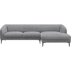 Ecksofa FLEXLUX "Belle Designsofa, L-Form, B/T 288/149 cm", grau (soft grau), B:288cm H:74cm T:149cm, 100% Polyester, Sofas, Skandinavisches Design, In hochwertiger Verarbeitung