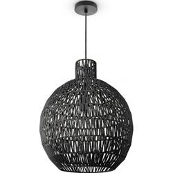 Pendelleuchte PACO HOME "ULLA" Lampen Gr. Ø 45 cm Höhe: 54 cm, schwarz Pendelleuchten und Hängeleuchten Lampe Papier Pendellampe Rustikal Korb LED Boho Rattan Optik E27