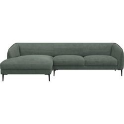 Ecksofa FLEXLUX "Belle Designsofa, L-Form, B/T 288/149 cm", grün (dusty grün), B:288cm H:74cm T:149cm, 85% Polyester/15%Polyamide, Sofas, Skandinavisches Design, In hochwertiger Verarbeitung