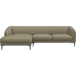 Ecksofa FLEXLUX "Belle Designsofa, L-Form, B/T 288/149 cm", grün (fall grün), B:288cm H:74cm T:149cm, 62% Polyester/17%Cotton/14%Viscose/7%linen, Sofas, Skandinavisches Design, In hochwertiger Verarbeitung