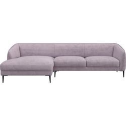 Ecksofa FLEXLUX "Belle Designsofa, L-Form, B/T 288/149 cm", lila (soft lavende), B:288cm H:74cm T:149cm, 85% Polyester/15%Polyamide, Sofas, Skandinavisches Design, In hochwertiger Verarbeitung