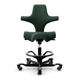 Ergonomischer Bürostuhl HÅG Capisco 8106, Farbe Dunkelgrün (SC68209), Untergestell Schwarz, Gasfeder 200 mm (Sitzhöhe 48-66 cm), Fußring Ja