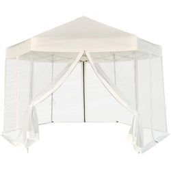 Vidaxl - Hexagonal Pop-Up Zelt mit 6 Seitenwänden Cremeweiß 3,6x3,1 m