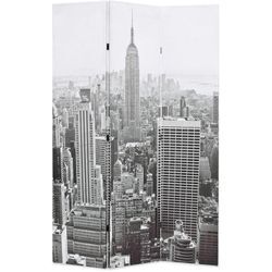 Raumteiler klappbar 120 x 170 cm New York bei Tag Schwarz-Weiß Vidaxl