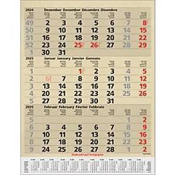 Korsch 3-Monatsplaner Comfort Edition Natur, Wandkalender 2025, D/E/F/I, aus Graspapier, 300 x 390 mm