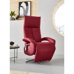 TV-Sessel SIT&MORE "Tycoon" Sessel Gr. NaturLEDER, mit 2 Motoren, Akku und Aufstehhilfe, Größe M, Drehfunktion, B/H/T: 74 cm x 112 cm x 82 cm, rot (feuerrot) wahlweise manuell, mit zwei Motoren oder und Akku