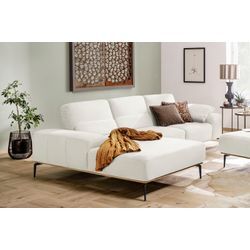 Ecksofa W.SCHILLIG "run" Sofas Gr. B/H/T: 299 cm x 88 cm x 178 cm, Longlife Xtra-Leder Z73, Recamiere links, mit Sitztiefenverstellung, weiß (white z73) mit Holzsockel, Füße in Schwarz pulverbeschichtet, Breite 299 cm