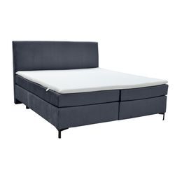 Boxspringbett ALINA "Petro", schwarz (anthrazit dfn, dfh 139), B:162cm L:215cm, Samtstoff DFN (100% Polyester), Samtstoff DFH (100% Polyester), Komplettbetten, Boxspringbett, inklusive Matratze und Topper, in diversen Ausführungen