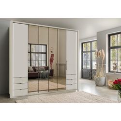 Kleiderschrank WIEMANN "Kansas", beige (champagner, spiegel), Schränke, B: 250cm, 2 St. Drehtürenschrank Kleiderschrank mit Spiegel