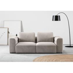 2-Sitzer RAUM.ID "Cushid" Sofas Gr. B/H/T: 218cm x 62cm x 109cm, Cord, grau (taupe) Modulsofa, bestehend aus 2 Teilen, Breite 218 cm