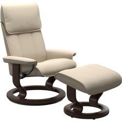 Fußhocker STRESSLESS "Admiral", beige (cream batick), B:55cm H:38cm T:39cm, Leder BATICK: BATICK ist ein leicht korrigiertes, durchgefärbtes und genarbtes Möbelleder, bei dem die meisten Unebenheiten und Spuren in der Regel entfernt wurden., Hocker, mit Classic Base, Gestell Wenge