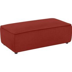 Hocker W.SCHILLIG "around-the-block" Gr. B/H/T: 120cm x 39cm x 60cm, Longlife fabric Flachgewebe T88, rot (terracotta t88) mit eleganter Biese