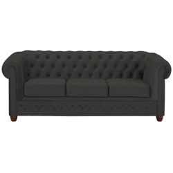 Chesterfield-Sofa HOME AFFAIRE "New Castle" Sofas Gr. B/H/T: 203cm x 72cm x 86cm, Samtoptik, grau (graphit) mit hochwertiger Knopfheftung in Chesterfield-Design, BTH: 2038672