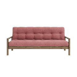 Schlafsofa KARUP DESIGN "KNOB" Sofas Gr. B/H/T: 205cm x 79cm x 95cm, gleichschenklig, Carob Brown lackiert, rosa (sorbet pink) mit Futonmatratze, verschiedene Farben, FSC-zertifiziert, Kiefer