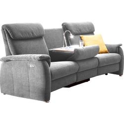 Sofa HOME AFFAIRE "Turin", grau (platin), B:222cm H:107cm T:102cm, Sofas, 2-Sitzer-Sofa, mit motorischer Relaxfunktion, Tisch, Leuchte + USB-Ladestation, Topseller