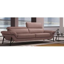 2,5-Sitzer EGOITALIANO "Narcisa" Sofas Gr. B/H/T: 226 cm x 96 cm x 110 cm, Leder BULL, mit verstellbaren Kopfstützen, beige (safari) mit verstellbaren Kopfstützen